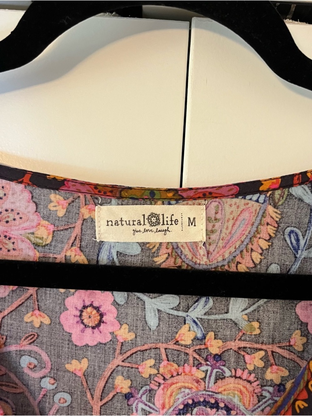 Natural Life Charlotte Midi Dress Size Medium Bell Sleeve Floral Flowy Boho - Picture 6 of 8